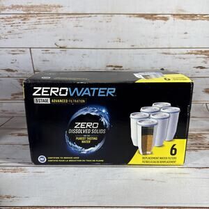ZeroWater 5‑Stage Replacement Pitcher Filters – 6‑Pack – Removes Heavy Metals
